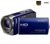 SONY HD-Camcorder Handycam HDR-CX130E - Blau + Lithium-Akku NP-FV50 + HDMI-Kabel HDMI-Stecker - Mini-HDMI-Stecker, vergoldet (1,5 m) 
