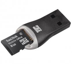 SANDISK Speicherkarte microSDHC Mobile Ultra 8 GB + USB-Lesegert 