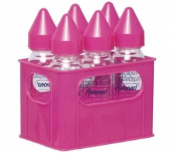 DBB REMOND Glas-Babyflaschen im 6er Set - Farbe Rosa (6 x 250 ml) + Kautschuk-Schnuller fr Kleinkinder Marienkfer - mit Auto-Verschlusstechnik 