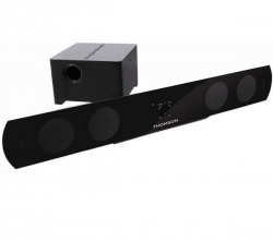 THOMSON Soundbar SB240W - Schwarz + Optisches Audiokabel + HDMI-Kabel - 2m Kabellnge + Universalfernbedienung Slim 4 in 1 + Multibuchsen-Verlngerungskabel 5 Buchsen - 1,5 m 